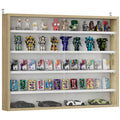 Vitrine de Parede de Madeira com Prateleiras Ajustáveis e 2 Portas Corredeiras de Vidro para Coleções Perfumes Bonecos de Decoração 80x9,5x60cm Madeira e Branco — foto 1