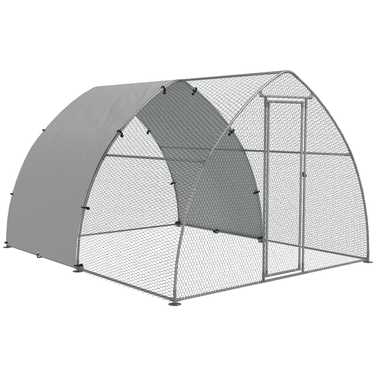 Galinheiro para Exterior 304x375x220 cm Galinheiro para Galinhas de Aço Galvanizado Cobertura de Tecido Oxford Resistente aos Raios UV e Impermeável para Pátio Prata — foto 1