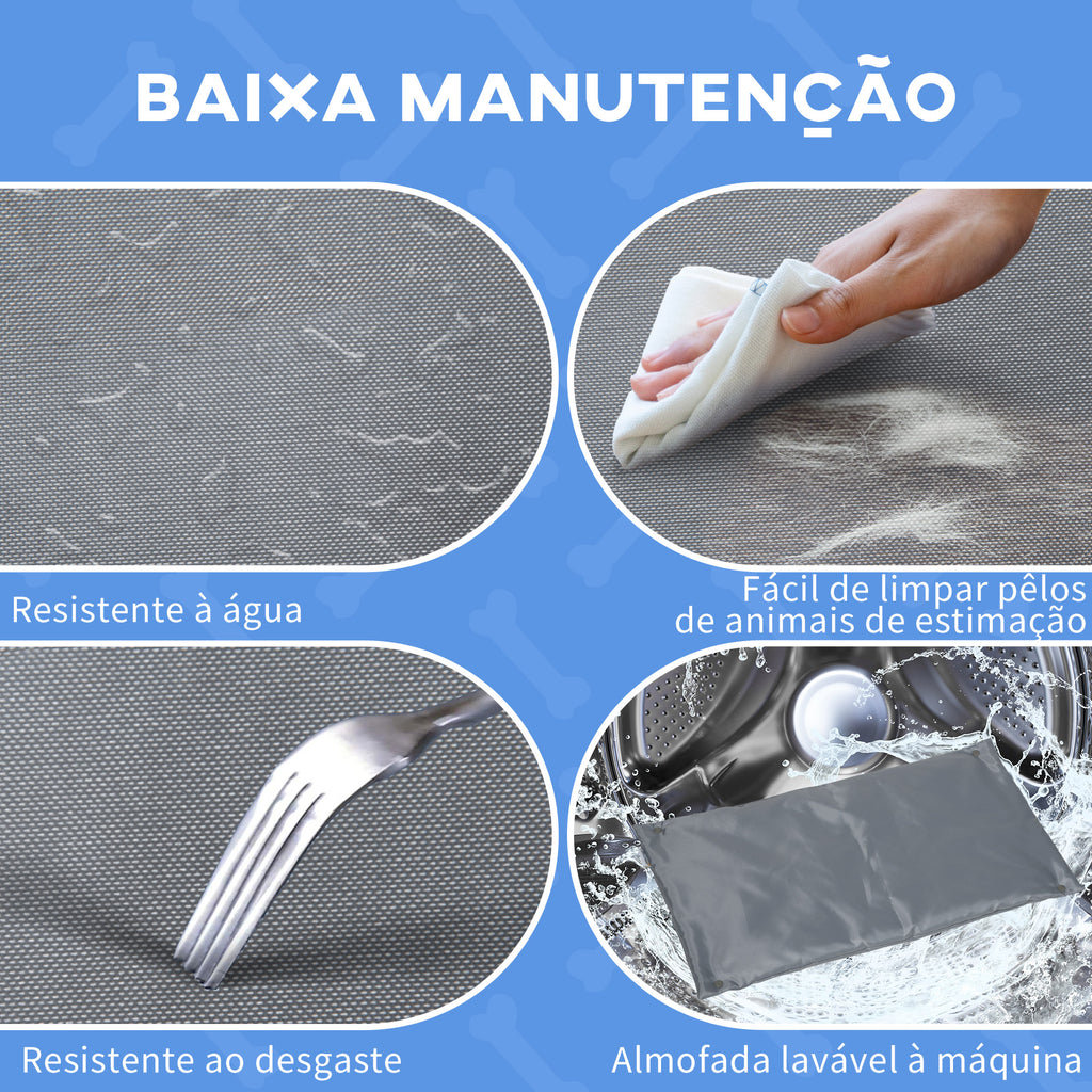 Cama Elevada para Cães Cama Elevada para Animais de Estimação Pequenos e Médios com Almofada Lavável Carga Máxima 15kg para Interior Exterior 90x50x28cm Cinza — foto 5