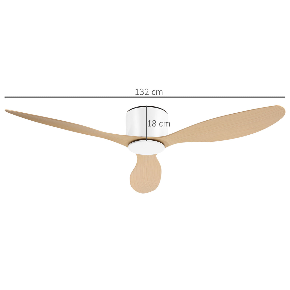 Ventoinha de Teto Motor DC Ø132x18 cm com Controle Remoto 3 Lâminas Reversíveis 6 Velocidades e Temporizador Silencioso para Dormitórios Sala de Jantar Branco e Natural — foto 3