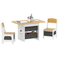 Mesa Infantil com 2 Cadeiras Mesa e Cadeiras para Crianças com 6 Gavetas de Tecido Desenho Estrelas para Meninos e Meninas de 3-8 Anos para Casa Escola Infantil Salas de Aula Madeira e Branco — foto 1