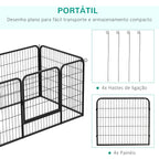 Parque para Animais de Estimação Retangular Gaiola para Cães 4 Paineis de Metal com Porta e Dupla Fechadura Cerca de Treinamento 129x84x70cm Preto — foto 4