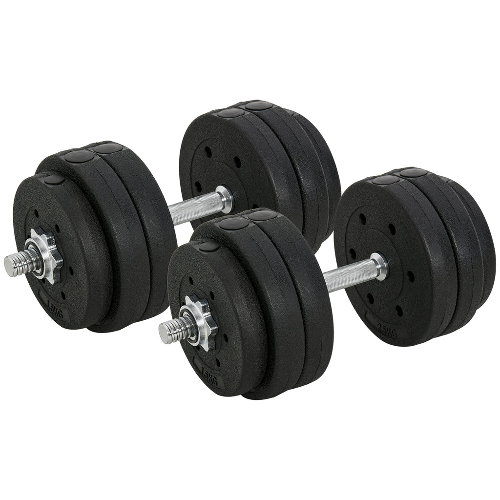 Conjunto de Halteres Ajustáveis 30kg com Barra de Conexão de Aço e Discos Desmontáveis Conjunto de Pesos para Treinamento em Casa Academia Escritório Preto — foto 1