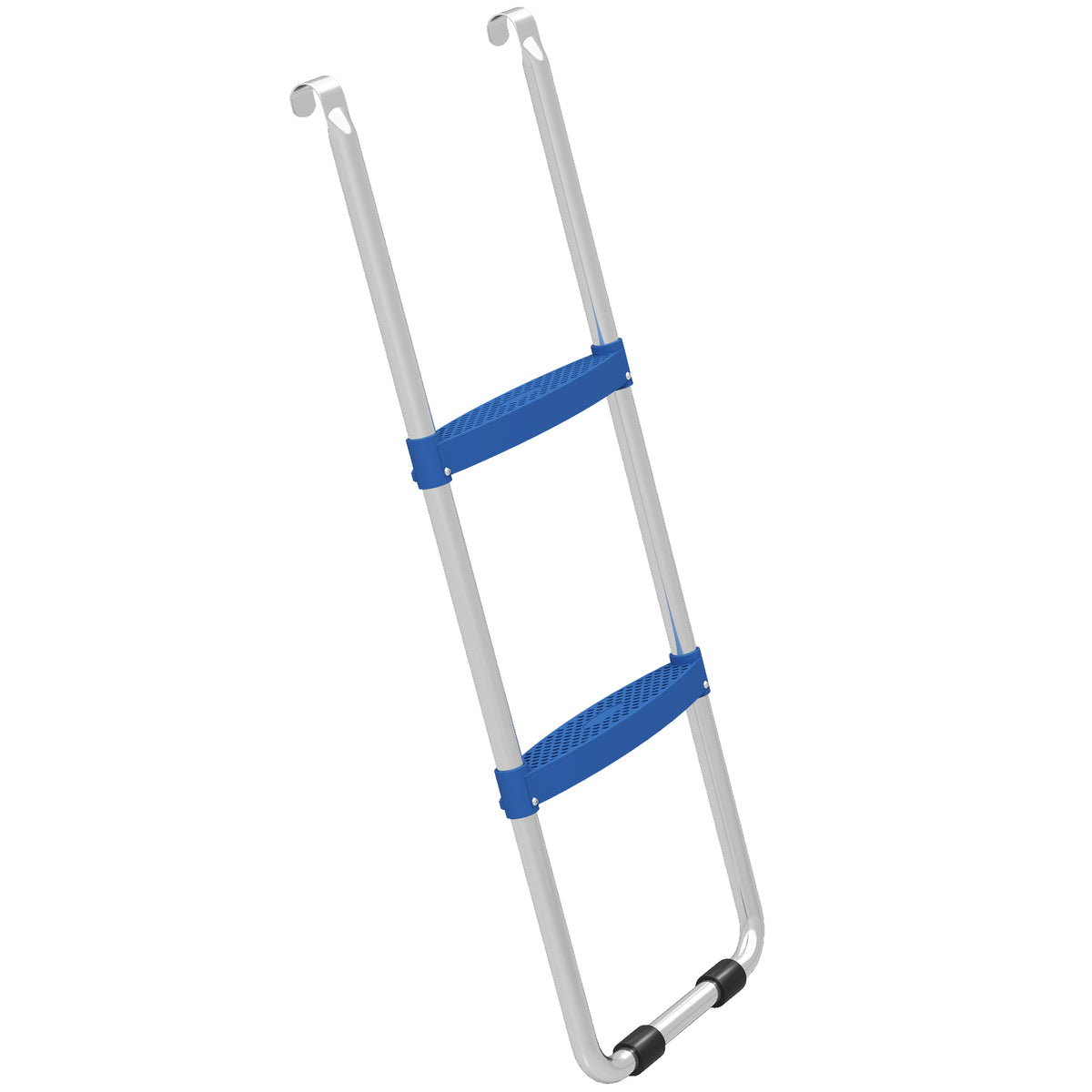 Escada para Trampolim 2 Degraus Largos com Gancho Universal Estrutura em Aço Galvanizado Capacidade 150 kg 97x32x7 cm Azul — foto 1