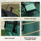 Conjunto de 4 Sacos para Resíduos de Jardim 86L Sacos para Resíduos Resistentes com Pegas Tampa com Fecho e Desenho Pop-Up Dobráveis e Reutilizáveis Ø47x50 cm Verde — foto 8