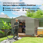 Abrigo de Jardim Exterior 4,9 m² 277x195x192cm Abrigo e Jardim Metálico para Armazenamento de Ferramentas com Base Incluída (Chão não Incluído) e 4 Janelas Verde Escuro - Modelo 2 — foto 5