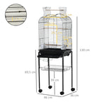 Gaiola para Passáros com Suporte Gaiola com 4 Rodas Teto com Abertura 2 Comedouros 3 Poleiros Bandeja Removível e Prateleira Inferior 46x36x130cm Preto — foto 3