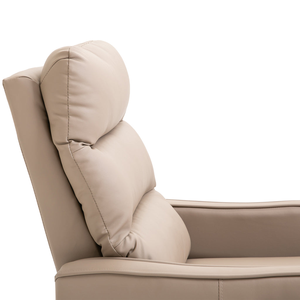 Poltrona Relax Reclinável Manual, Poltrona com Estofamento em PU e Apoio para Pés Retrátil, Acolchoamento Espesso, Reclinável até 160º para Sala, Quarto, Castanho Claro, 65x89x100 cm — foto 7