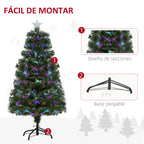 Árvore de Natal 120cm com 130 Luzes LED de Múltiplas Cores e Estrela Decorativa Ø66x120 cm Verde — foto 5