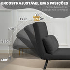 Sofá Cama Sofá Convertível em Cama de 2 Lugares Dobrável com Encosto Ajustável em 5 Níveis e 2 Almofadas Acolchoadas para Escritório Dormitório Sala de Estar 102x73x81 cm Cinza - Modelo 2 — foto 5