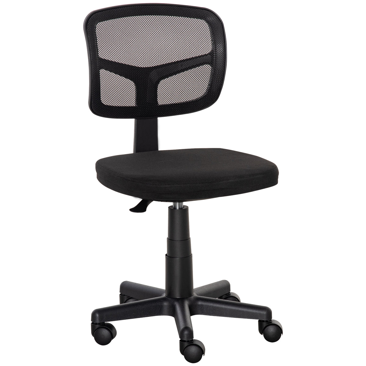 Cadeira de Escritório Operativa de Malha Cadeira de Escritório Giratória 360° com Altura Ajustável Suporte Lombar Respirável e Rodas 43x48x77,5-89,5cm Preto — foto 1