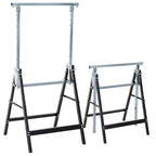 Conjunto de 2 Cavaletes Telescópicos Dobráveis com Altura Ajustável Cavaletes de Serra de Aço para Mesa de Trabalho Carga 200kg 68x58x80-130cm Preto — foto 1