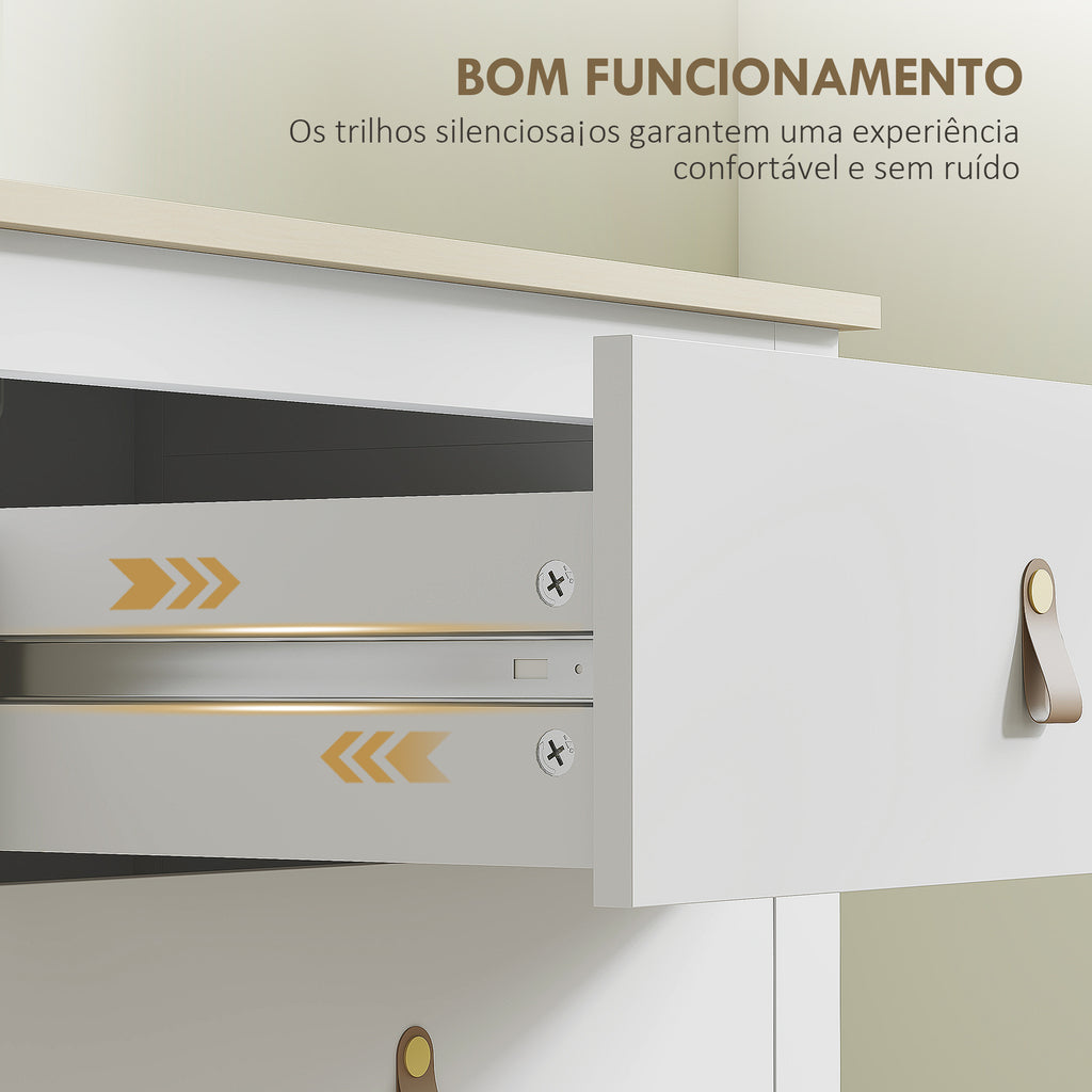 Cómoda de 6 Gavetas Cómoda para Dormitório com Puxadores de PU Cómoda para Sala de Estar Corredor 120x40x78 cm Branco — foto 7