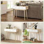 Mesa Consola Moderna Consola de Entrada Estreita com 2 Gavetas para Corredor Entrada Sala ou Dormitório 86x35x75 cm Carvalho — foto 7