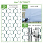 Galinheiro de Exterior Grande 3x6x2m Gaiola para 12-18 Galinhas de Aço Galvanizado com Teto de PE e Fechadura para Coelhos Prata — foto 7