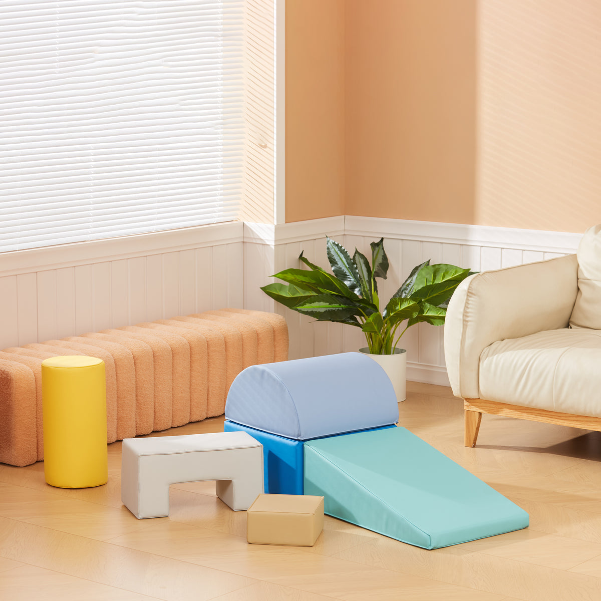 Conjunto de 6 Blocos de Espuma para Crianças Blocos de Construção Brinquedo de Aprendizagem para Escalar e Gatear Multicor — foto 2