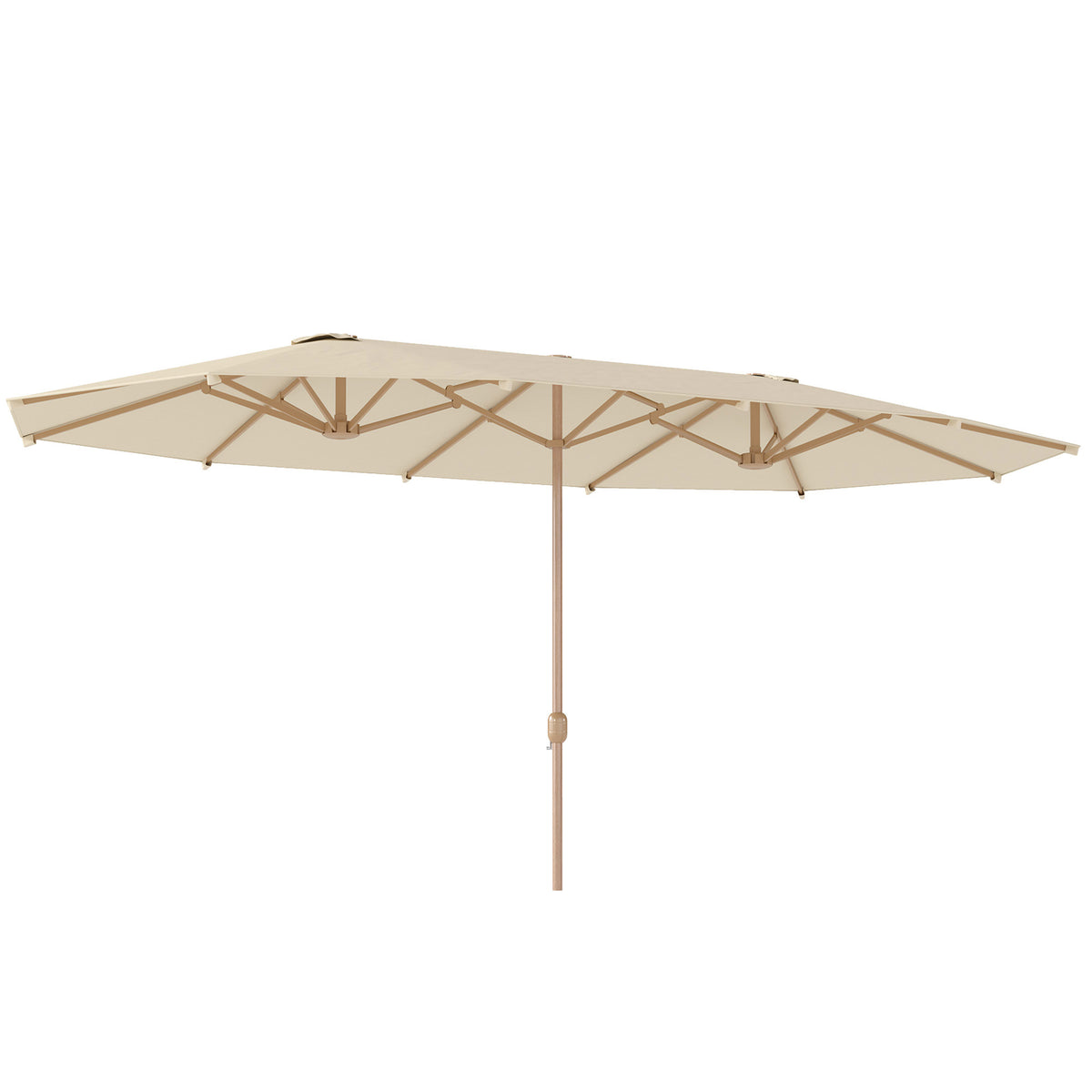 Chapéu de Sol Duplo 4,55x2,65 m Chapéu de Sol de Exterior com Manivela Manual Resistente e com Proteção Solar Chapéu de Sol Grande para Jardim Piscina Creme — foto 1