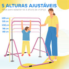 Barra de Ginástica Artística Barra Horizontal Dobrável com Altura Ajustável Equipamento de Ginástica para Treino em Casa para Crianças 154x106,2x88,5-128,5 cm Rosa — foto 4
