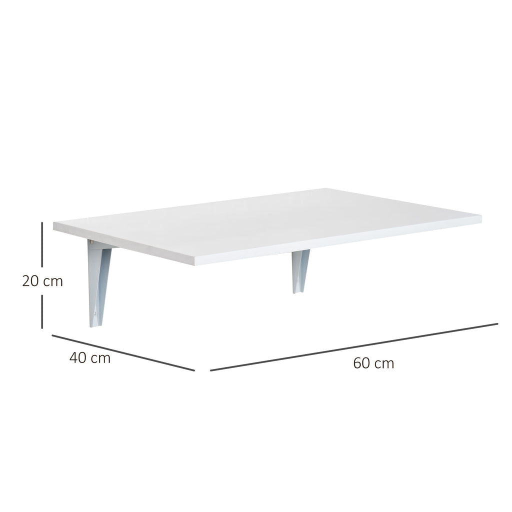 Mesa Dobrável de Parede Mesa Auxiliar Suspensa para Cozinha Sala de Jantar 60x40x20cm Branco — foto 3
