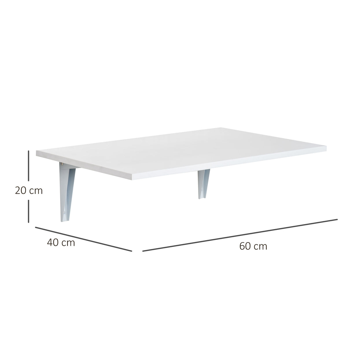 Mesa Dobrável de Parede Mesa Auxiliar Suspensa para Cozinha Sala de Jantar 60x40x20cm Branco — foto 3
