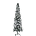 Árvore de Natal 225 cm Árvore de Natal Artificial Nevado com 738 Ramos e Suporte de Metal Árvore de Natal para Sala de Estar Verde e Branco — foto 1