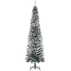 Árvore de Natal 225 cm Árvore de Natal Artificial Nevado com 738 Ramos e Suporte de Metal Árvore de Natal para Sala de Estar Verde e Branco — foto 1
