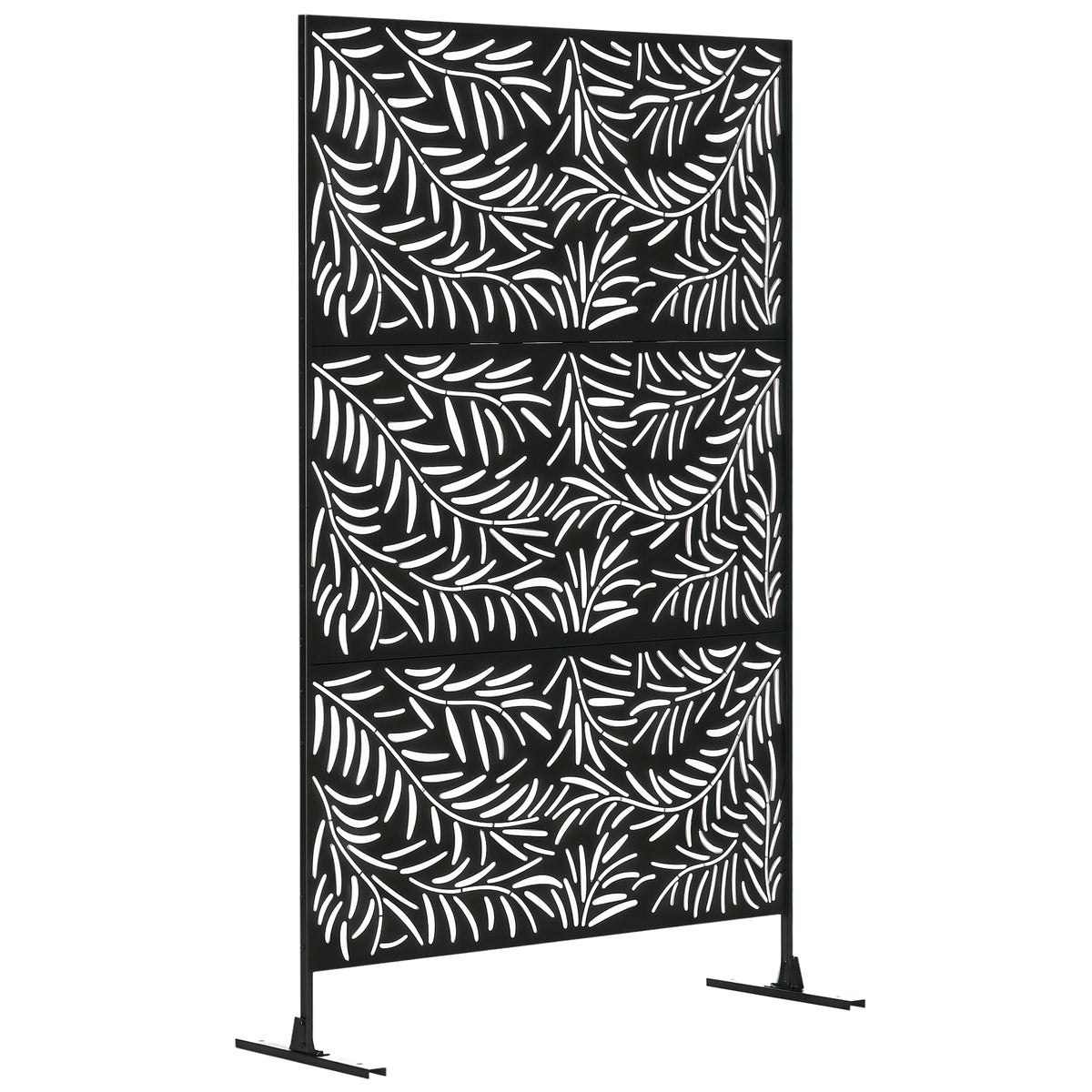 Biombo de 3 Peças Separador de Ambiente com Desenho em Ramos Biombo para Exterior Jardim Pátio Varanda 122x45x198 cm Preto — foto 1