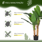 Planta Artificial Ø17x120 cm Bananeira Atificial com Vaso e 15 Folhas Planta Artificial Decorativa para Interior Verde — foto 5