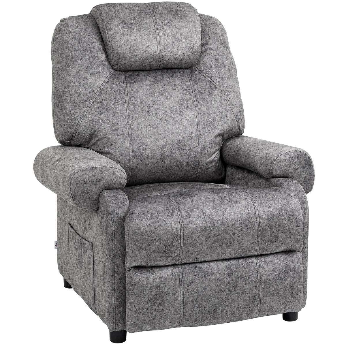 Poltrona Relax Reclinável Poltrona para Sala de Estar com Apoio para os Pés Retrátil Encosto Alto Bolso Lateral Acolchoado Grosso 88x91x108 cm Cinzento — foto 1