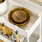 Carrinho Auxiliar com Rodas Carrinho de Armazenamento com 4 Cestas e 4 Ganchos Amovíveis para Cozinha Casa de Banho Sala de Estar 40x19x90 cm Branco — foto 8