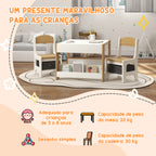 Conjunto de Mesa e 2 Cadeiras Infantis Mesa com Cadeiras para Crianças 2 em 1 com Ardósia Gavetas de Tecido e Espaço de Armazenamento para Quarto Sala de Jogos Cinza — foto 5