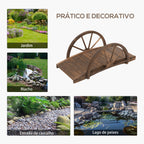 Ponte de Madeira para Jardim Ponte Decorativa com Capacidade Máxima de 150 kg com Corrimão em Forma de Meia Roda 100x50x37 cm Marrom — foto 6