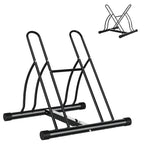 Suporte de estacionamento para 2 bicicletas Garagem Interior Exterior Estável Fácil de montar Portátil Anti-Slip Pad Tubo de aço 60x54x57cm Preto — foto 1