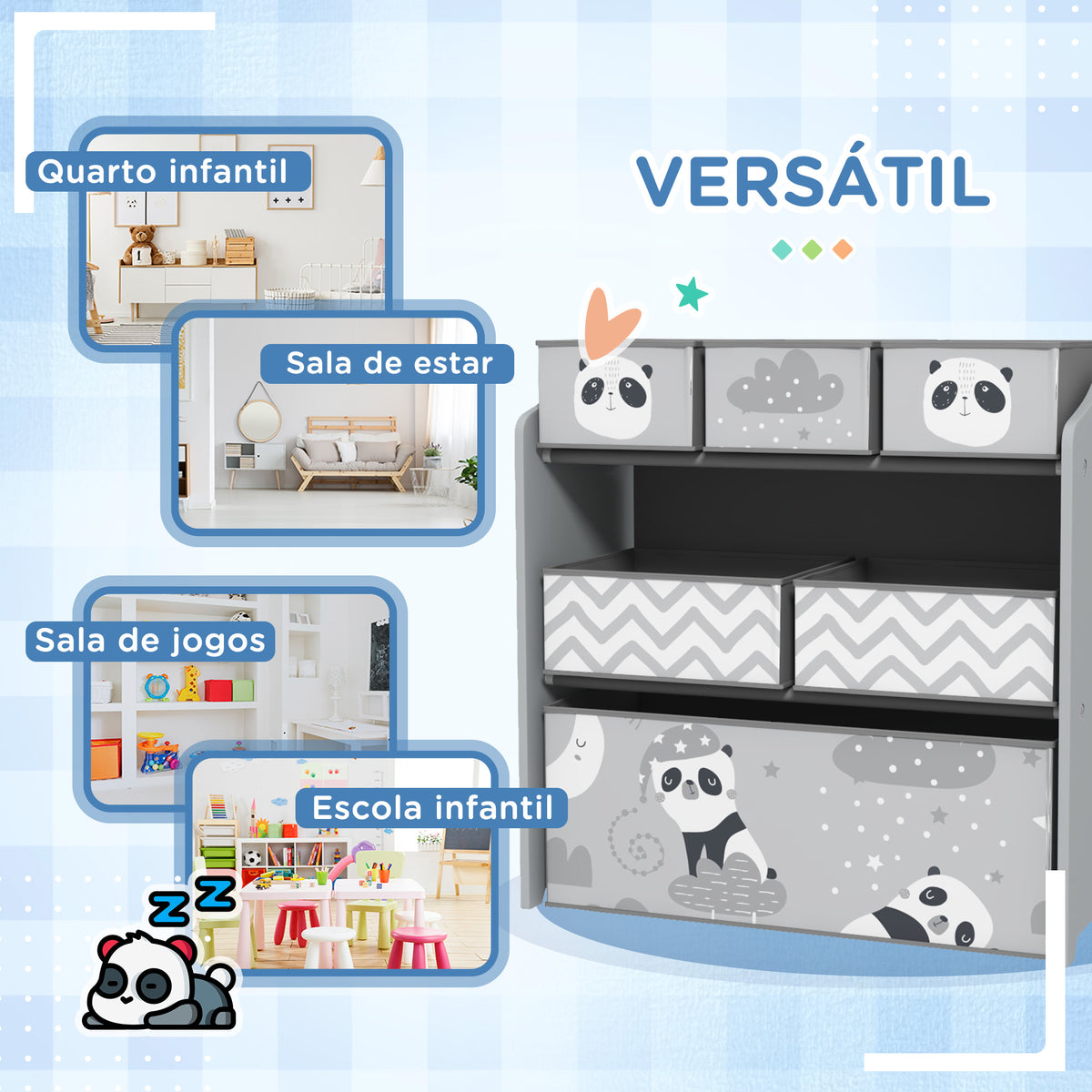 Estante para Brinquedos com 6 Caixas de Tecido não Tecido Amovíveis Organizador de Brinquedos para Crianças de 3-8 Anos para Dormitório 63x30x66 cm Ciza — foto 6