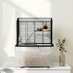 Gaiola para Hamster com Base Funda, Plataforma, Comedouro, Bebedouro, Rampa e Rodas 57x43x74 cm Preto — imagem 13