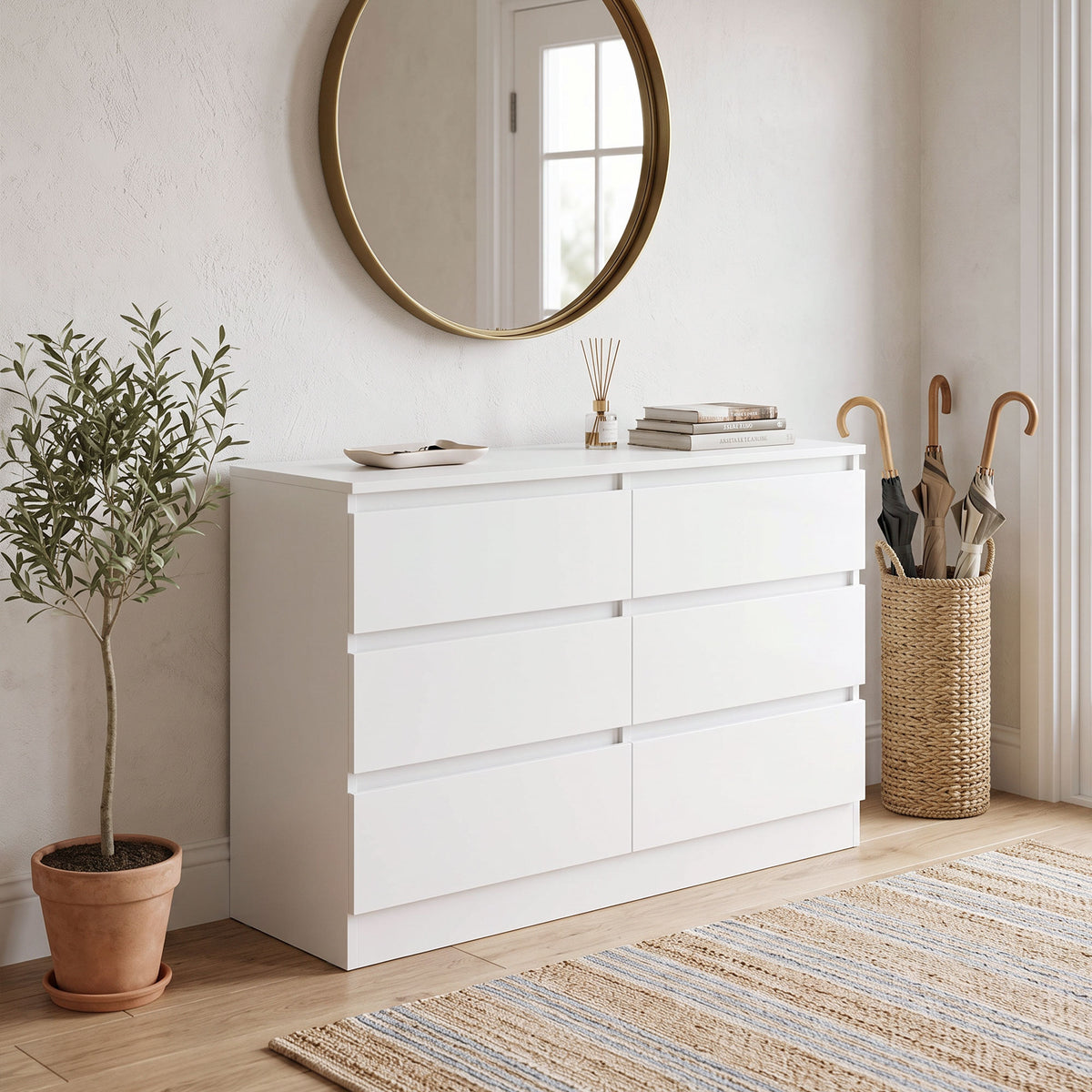 Cómoda 6 Gavetas para Quarto e Sala 100x35x69 cm Branco — imagem 4