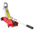 Macaco Hidráulico para Carros de 2 Toneladas Macaco Hidráulico com Altura Ajustável 12-30 cm e 4 Rodas para Apoiar Carros Vermelho e Cinza — foto 1