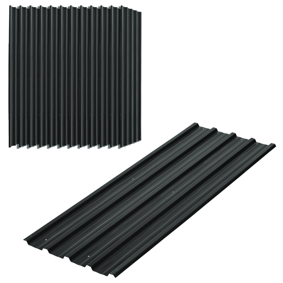 Conjunto de 12 Painéis para Teto de Aço Galvanizado Chapas Perfiladas de Teto 7m² para Abrigo de Ferramentas Abrigo Exterior 129x45cm Cinzento Escuro — foto 1