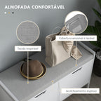 Banco Sapateira com Assento com Almofada Amovível para 4 Pares de Sapatos Banco Sapateira para Entrada Corredor Sala de Estar 84x35x50 cm Branco — foto 5