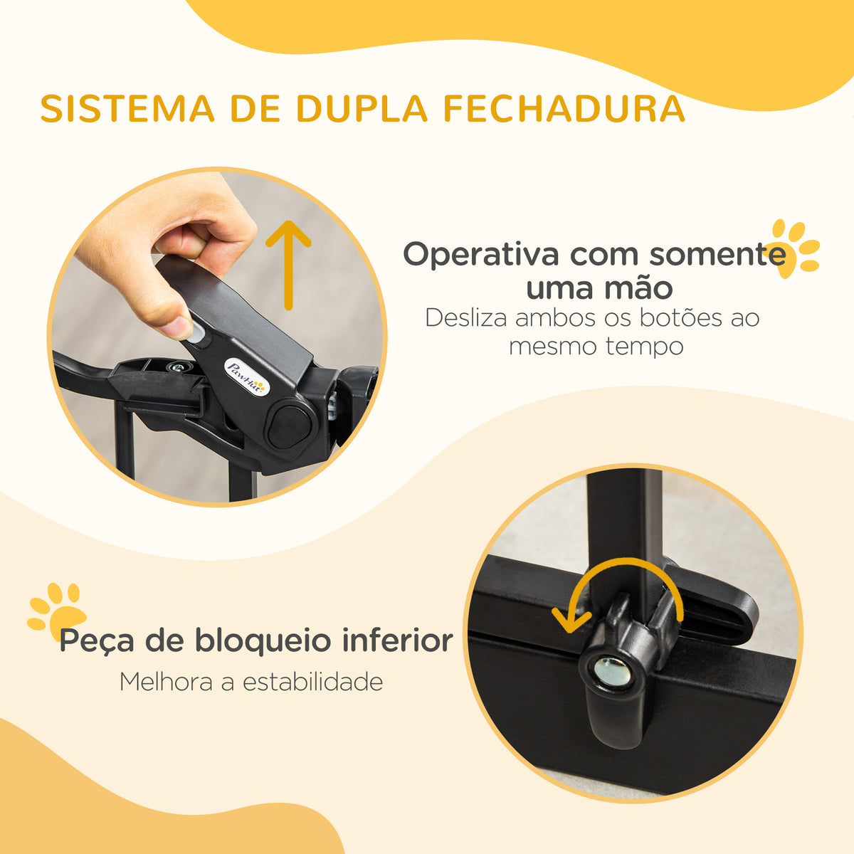 Barreira de Segurança para Cães Animais de Estimação 74-80cm para Escadas Portas e Corredor com Porta com Fechamento Automático e Sistema de Duplo Bloqueio Altura 76,2cm Preto — foto 4