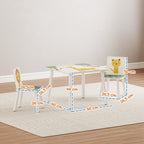 Mesa e Cadeiras para Crianças de 3 Peças Mesa Infantil com 2 Cadeiras em Madeira Conjunto de Móveis com Desenhos de Leões para Crianças Acima de 3 Anos para Quarto Sala de Jogos Verde — foto 3