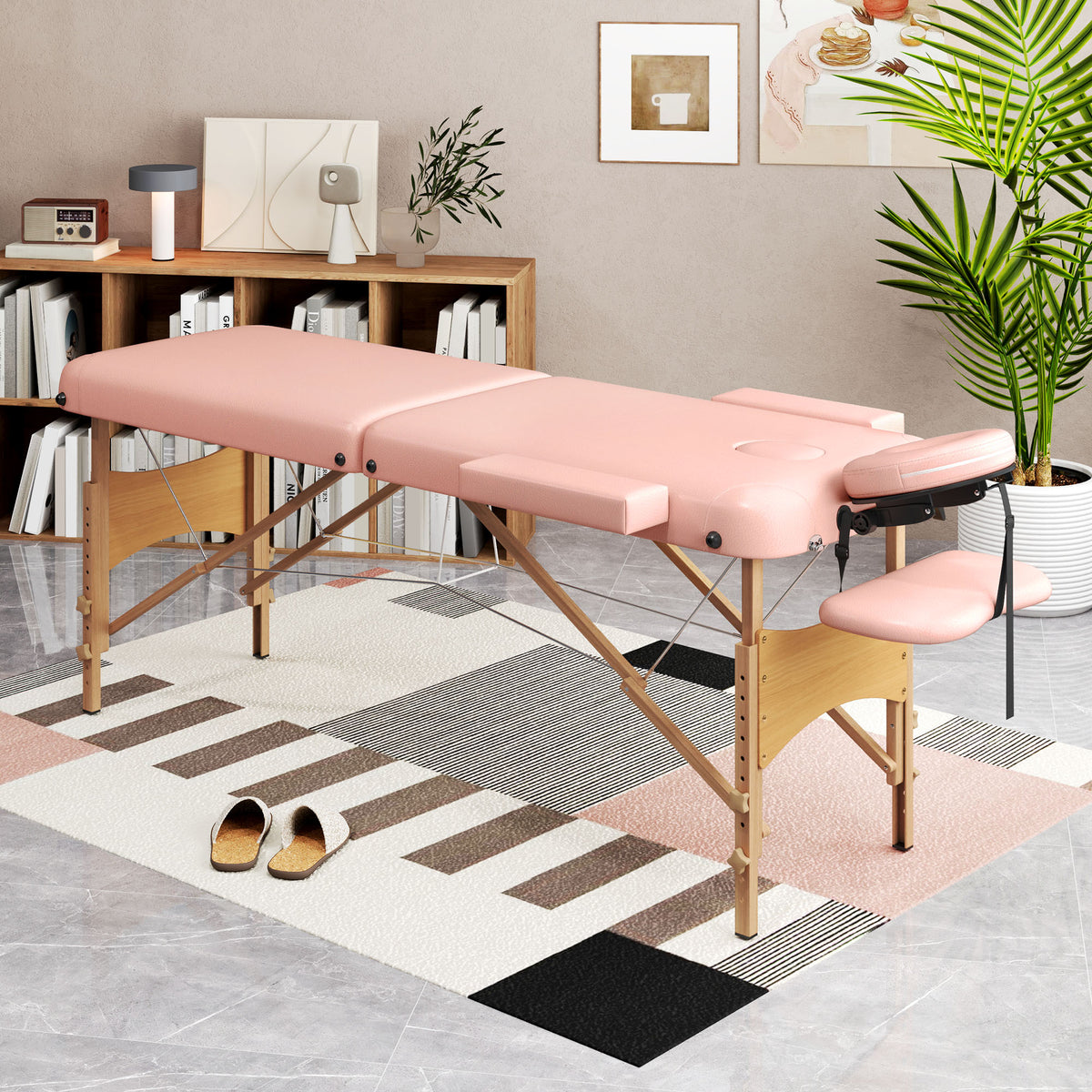 Marquesa de Massagem Dobrável Marquesa com Altura Ajustável 64-88 cm Desenho Ergonómico para Utilização Profissional Fácil de Transportar 185x60 cm Rosa — foto 2