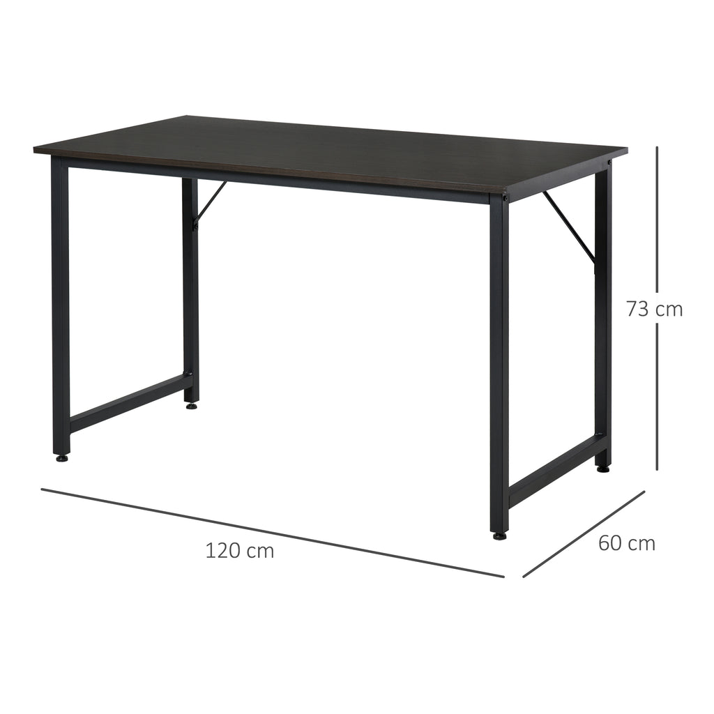 Secdretária Mesa de Computador com Pés Ajustáveis e Estrutura em Aço Secretária Estilo Moderno Capacidade de Carga 70 kg 120x60x73 cm Marrom Escuro e Preto — foto 3