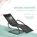 Espreguiçadeira de Jardim Ergonómica com Apoio para a Cabeça e Apoio para os Braços Espreguiçadeira Estofada em tecido Textilene Respirável para Terraço Pátio 59,5x160x83cm Preto — foto 4