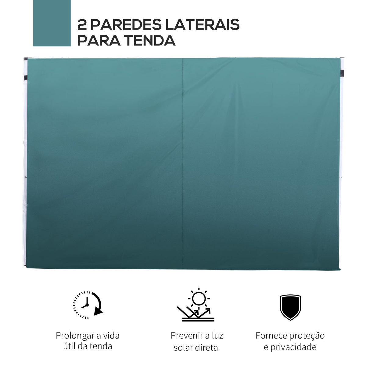 2 Paredes Laterais para Tenda 3x3 m Parede Lateral de Substituição de Tecido Oxford com Janela 300x200 cm Verde — foto 4
