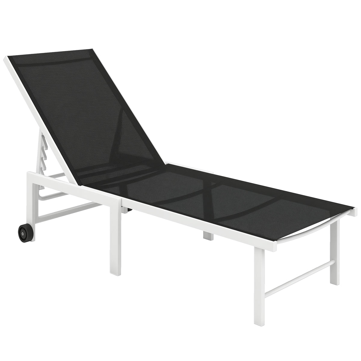 Espreguiçadeira Reclinável de Jardim com Rodas Espreguiçadeira de Exterior Encosto Ajustável em 5 Níveis e Estrutura de Aço Suporta até 120 kg para Pátio Varanda 166x60x84 cm Cinzento — foto 1