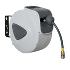 Carretel de Mangueira de Ar Comprimido Automático de 15m Conector de 1/4'' BSP com Suporte para Parede Giratório 180° Diámetro Interno 3/8'' (9,5x15 mm) Cinza — foto 1