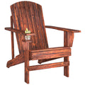 Cadeira Adirondack de Madeira Cadeira de Jardim com Apoio para os Braços Encosto Alto para Terraço Balcão Exterior 72,5x97x96cm Marrom — foto 1