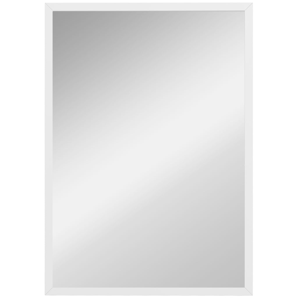 Espelho de Parede Decorativo 50x70 cm Espelho Retangular Espelho de Casa de Banho com 4 Ganchos Metálicos Estilo Moderno para Sala Quarto Entrada Branco — foto 1