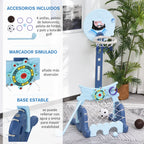 Tabela de Basquetebol 4 em 1 com Altura Ajustável para Crianças acima de 3 Anos Centro de Atividades Jogo de Golf Bola de Futebol 58x56x154cm Azul — foto 4